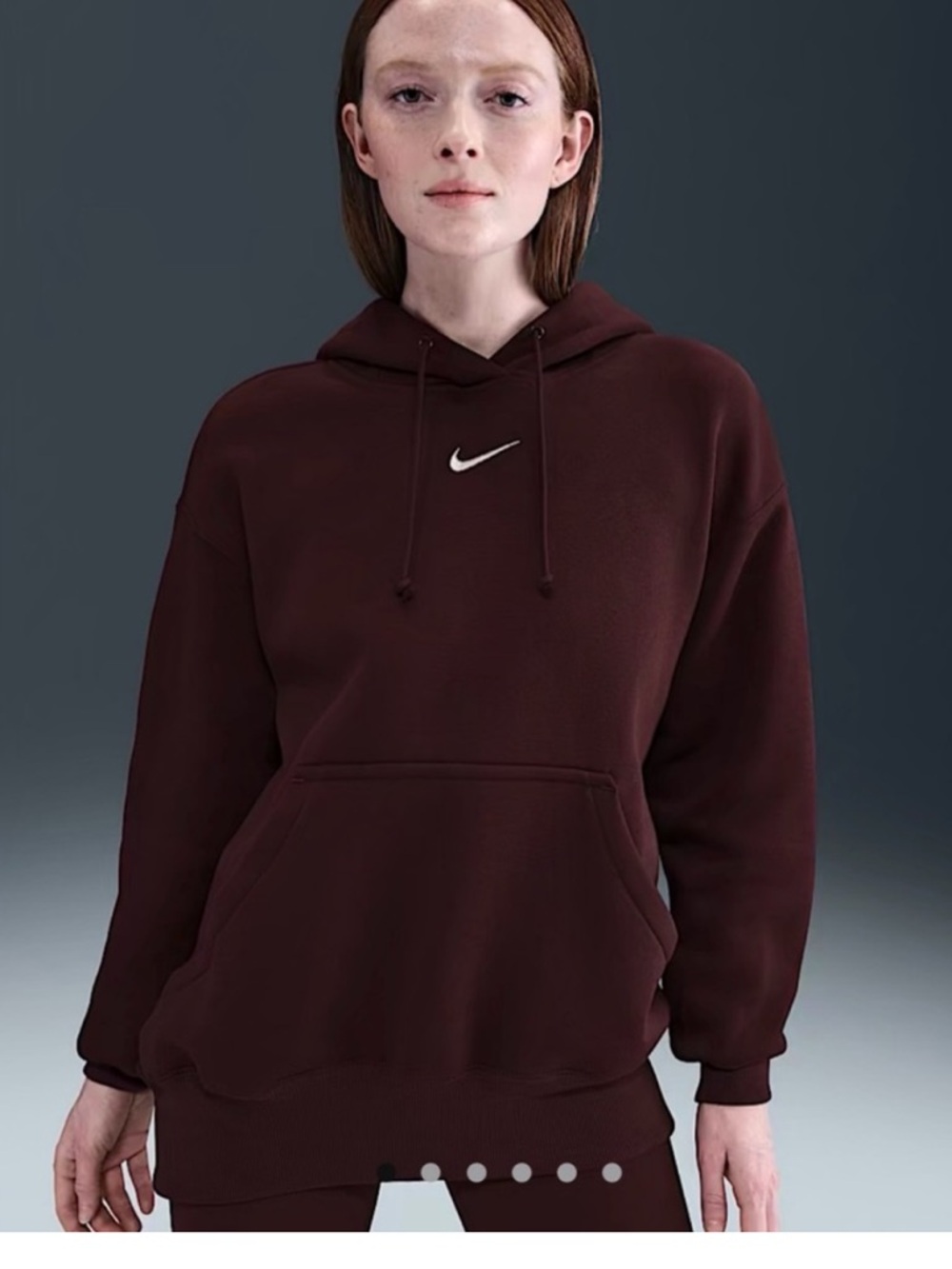 Nike Women's Sportswear Phoenix Fleece Oversized Pullover Hoodie burgundy NEW